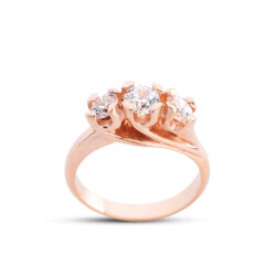 Diamond Mounted Tria Rose Rose Silver Ring - Vip Jewelry