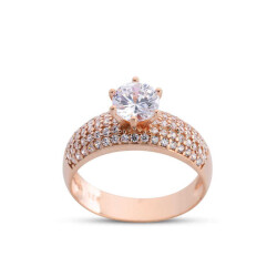 مايكرو سوليتير روز اللون خاتم فضة - مجوهرات في آي بي