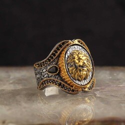 Rhodium Plated Lion Model 925 Sterling Silver Men's Ring - Vip Jewelry