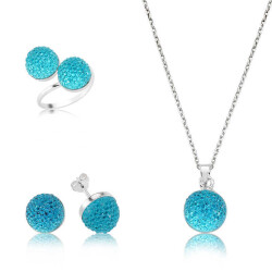 Silver Green Crystal Stone Women's Set - Vip Jewelry