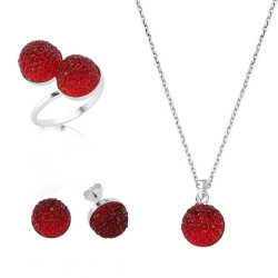 Silver Red Crystal Stone Women's Set - Vip Jewelry
