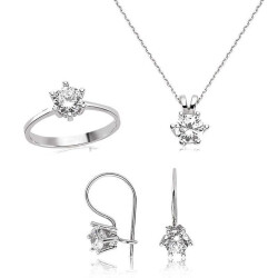 Silver Single Stone Women's Set - Vip Jewelry