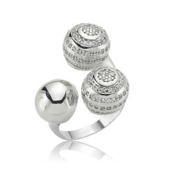 Silver Three Ball Women's Ring - Vip Jewelry