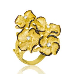 Silver Yellow Flower Women's Ring - Vip Jewelry
