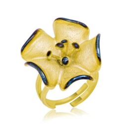Silver Yellow Flower Women's Ring - Vip Jewelry