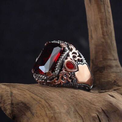 925 Sterling Silver Men's Ring With Rhodium Plated Zircon Stone - 1