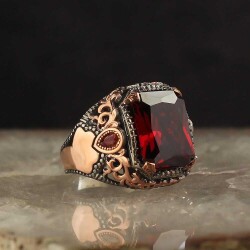 925 Sterling Silver Men's Ring With Rhodium Plated Zircon Stone - 2