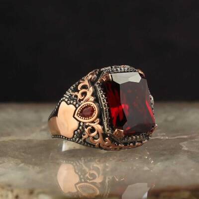925 Sterling Silver Men's Ring With Rhodium Plated Zircon Stone - 2