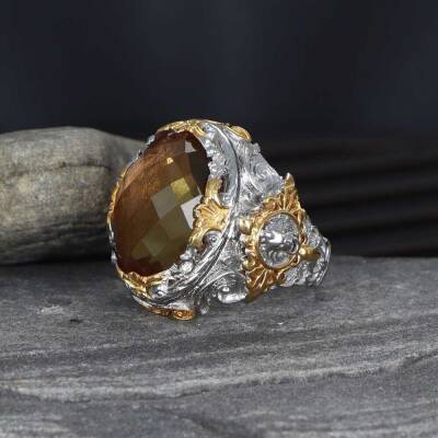 925 Sterling Silver Men's Ring With Rhodium Plated Zultanite Stone - 1