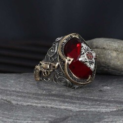 Armed Model Zircon Stone 925 Sterling Silver Men's Ring - 1