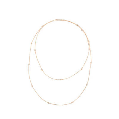 Double Wrapped Zircon Stone Silver Necklace - 1