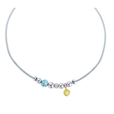 Enameled Silver Necklace With Butterfly Figure - 1