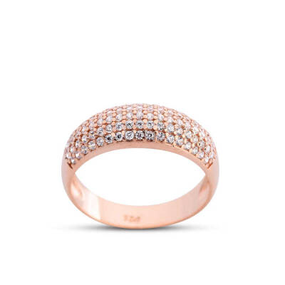 Micro Rose Color Silver Wedding Ring - 1