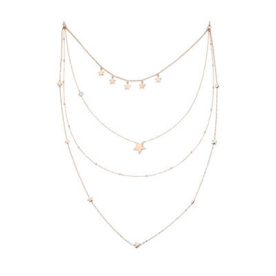 Row Of Hearts Long Chain Silver Necklace - 1